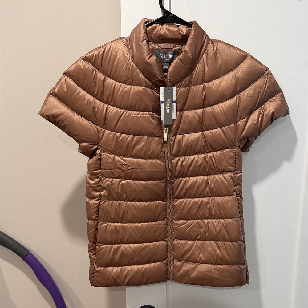 Martha Stewart Short Sleeve Brown Puffer Jacket